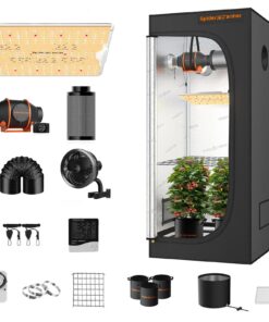 Spider Farmer Grow Tent Kit 2x2x5ft Complete System, SF1000D Samsung Diodes Full Spectrum LED Grow Light 24"X24"X55" Indoor 1680D Mylar Tent with 4" Ventilation System & 6'' Clip Fan