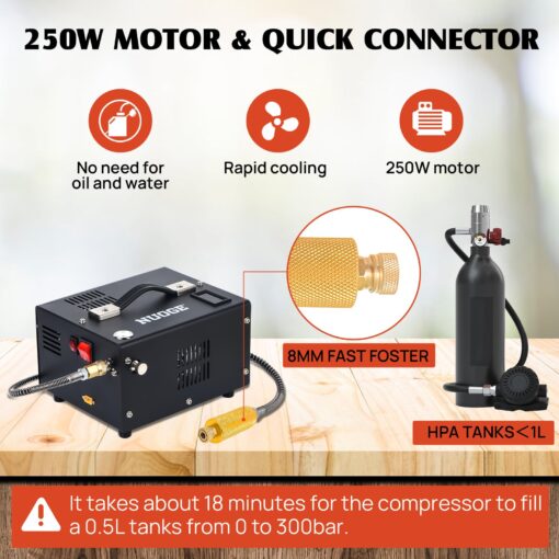 NUOGE Pcp Air Compressor 4500Psi 30Mpa Powered by Car 12V Dc or Home 110V Ac W/Converter Paintball/Scuba Tank Compressor Pump - Image 6