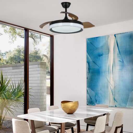 Zenouidle 42" Retractable Ceiling Fan Modern Ceiling Fans with Lights and Remote,3 Color 6 Speed Round Dimmable Fandelier for Bedroom Living Room Dining Room - Image 5