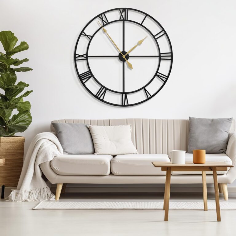 LEIKE 40 Inch Extra Large Modern Wall Clock, Oversize Rustic Round Nearly Silent Battery Operated, Black Metal Roman Numerals Wall Clocks for Living Room, Bedroom, Entrance Home Decor - Image 6