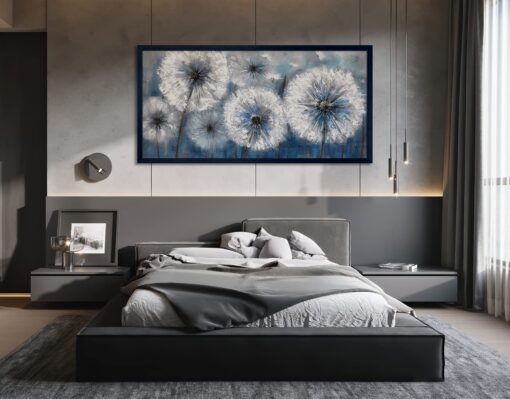 Dandelion Wall Art Blue Large Picture for Living Room Canvas Art Wall Decor Above Bed Wall Decor White Flower Artwork for Walls Wall Paintings Modern Art Aall Decor Framed Wall Art for Bedroom 29×58IN - Image 6