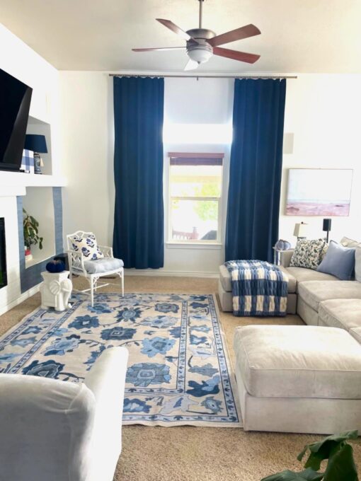 Navy Blue Oushak Rug, Modern, Vintage, Turkish, Eclectic, Floral, Pastel, Washable, Area Rugs for Living Room, Dining, Bedroom, Nursery, Girls, Boys, 5'9"x8'9" - Image 9