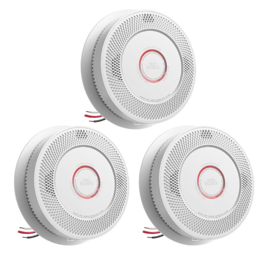 SITERWELL Hardwired Interconnected Smoke and Carbon Monoxide Detector, 10 Year Product Life Alarm Smoke Carbon Monoxide Detector with 2 AA Batteries Back Up, Smoke and CO Detector Voice Alert,3 Pack