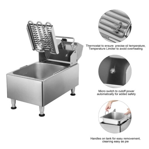 CROSSON ETL Listed 13Lbs Electric Deep Fryer Countertop with Easy-assembling Solid Basket,Removeable Oil Container for Restaurant Home Use-120V,1800W Commercial Deep Fryer - Image 5