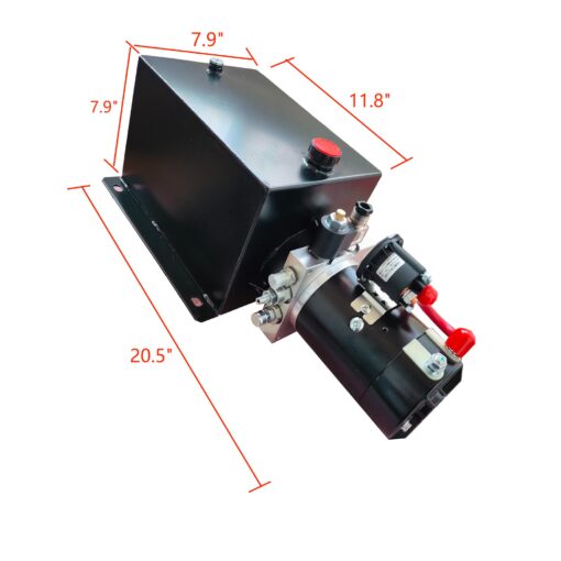 Wryxia Hydraulic Power Unit 1.6 KW, 2200PSI 12V DC Hydraulic Station Pump, Power Unit for Dump Trailer Car Lifting Platforms, 12 Quart (Single Acting, Handle Control) - Image 6