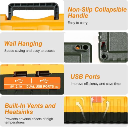 Mrupoo Replacement for Dewalt 20V Battery 6000mAh with DCB104 Replacement for Dewalt Battery Charger Station Compatible with Dewalt 20V 12V Battery Charger (4Pack) - Image 6