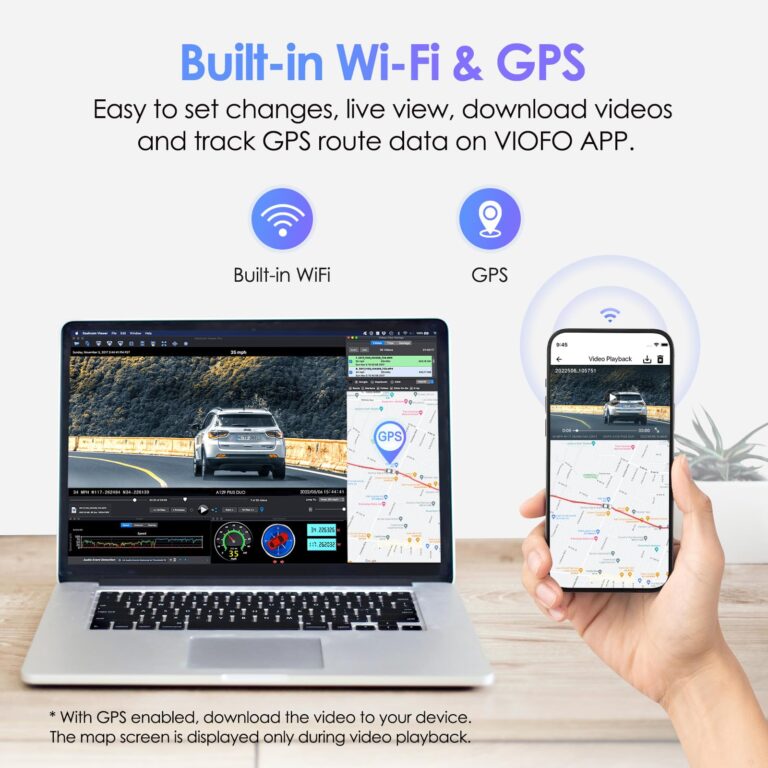VIOFO Dual Dash Cam, 2K 1440P 60fps+1080P 30fps Front and Rear Dash Camera with Wi-Fi GPS, Parking Mode, Emergency Recording, Super Capacitor, Motion Detection (A129 Plus Duo) - Image 6