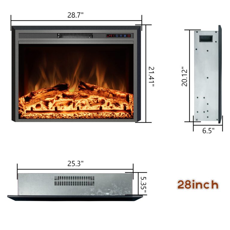 Kentsky Electric Fireplace, 28" Electric Fireplace Inserts, Recessed Fireplace Heater with Remote Control, Adjustable Flame Colors, Timer&Overheating Protection, 750/1500W - Image 3