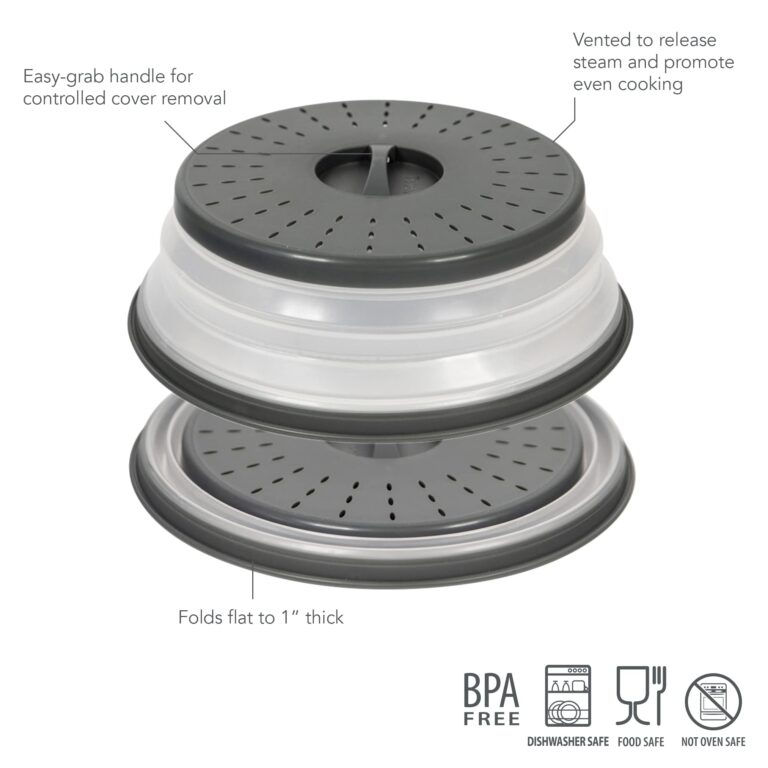 Breville BMO650SIL the Compact Wave Soft Close Countertop Microwave Oven, Silver & Tovolo - 81-31531 Vented Collapsible Microwave Splatter Proof Food Plate Cover, 10.5" Round, 10.5 inch, Charcoal - Image 3