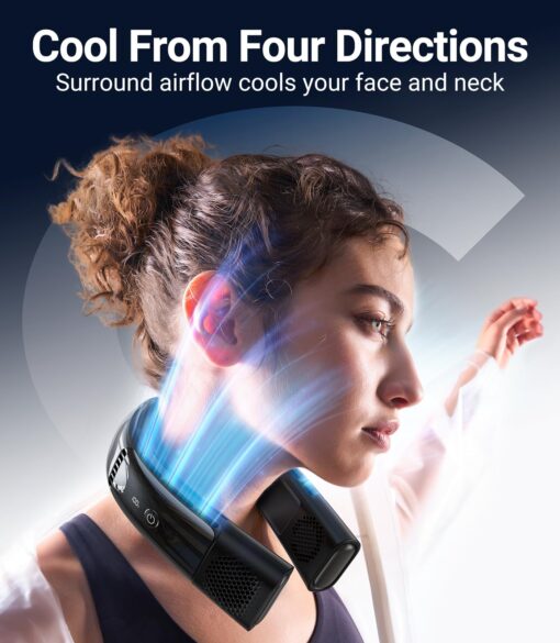 TORRAS COOLIFY 2S Limited Version Neck Air Conditioner, Orange-blue-Change Neck Fan, Long Battery Version portable neck fan, Smart App Control Neck Fan Rechargeable, Black - Image 4