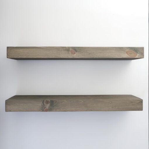 Urbandi Modern Floating Shelves 3 Inches Thick for Wall, Wide Shelves for Kitchen, Living Room, Bedroom, and Bathroom, Natural Pine Wood, Rustic Wooden Shelf, (Set of 2) (Aged Barrel, 48Lx3Hx8D) - Image 6