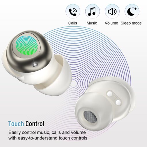 DUSONLAP Sleep Earbuds Bluetooth 5.4 in Ear Light-Weight Headphones, Mini Sleep Headphones Small Design for Side Sleepers, 47H Playtime with Charging Case, Clear Calls Earphones, Warm White - Image 6