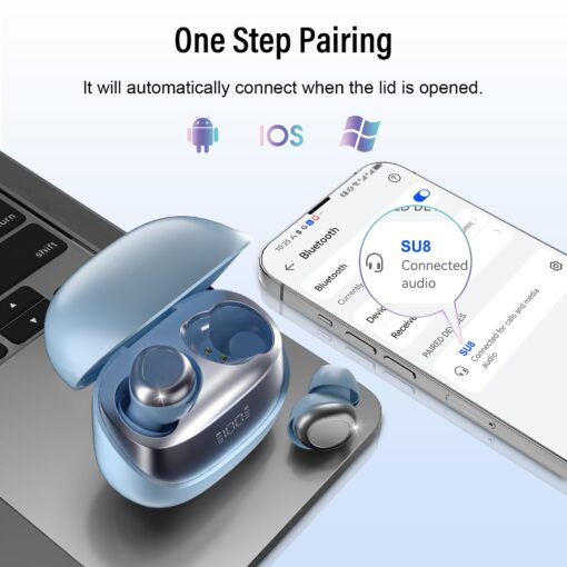 DUSONLAP Sleep Earbuds Bluetooth 5.4 in Ear Light-Weight Headphones, Mini Sleep Headphones Small Design for Side Sleepers, 47H Playtime with Charging Case, Clear Calls Earphones, Gray Blue - Image 2