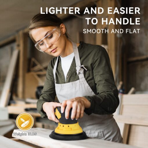 PHENDO Electric Random Orbital Sander Brushless 350W 3A Multi-function Variable Speed Corded Orbital Sanders Machine For Woodworking, Car, Drywall Sanding, Polishing… - Image 9