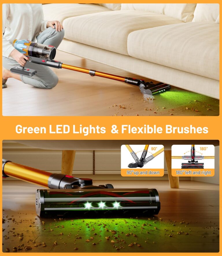 KARDV Cordless Vacuum Cleaner, 45Kpa/550W Stick Vacuum with Touch Screen, Max 65Mins Vacuum Cleaners for Home, Upgraded Green Light & Anti-Tangle Wireless Vacuum for Pet Hair/Carpet/Hardwood Floor - Image 3