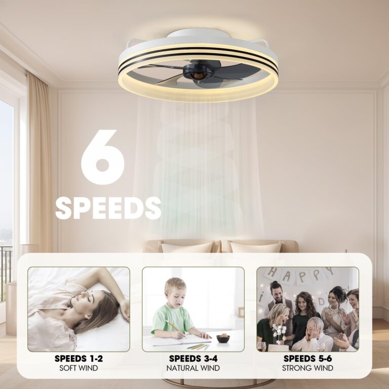 LUDOMIDE Smart Ceiling Fan with Lights, Alexa/Google Assistant/APP Control, 20" Low Profile Fan with 6 Speeds, Bedroom, Living Room, Patio - Image 6