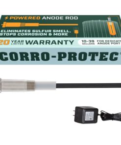 Corro-Protec Powered Anode Rod for Water Heater, 20-Year Warranty, Eliminates Rotten Egg/Sulfur Smell within 24 hours, Stops Corrosion and Reduces Limescale, Electrical Anode Rod Made of Titanium