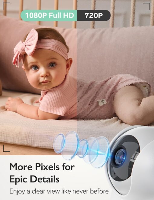 Momcozy Baby Monitor with 2 Cameras 5.5" 1080P Full HD Split Screen Video Baby Monitor with Camera and Audio, No WiFi 5000mAh Battery, ECO, VOX, Clear Night Vision 1640ft Range (SD Card not Included) - Image 6