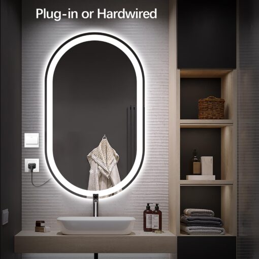 38"x26" Oval LED Bathroom Mirror, Frameless Backlit Mirror with Light Anti-Fog 3 Color Dimmable with Memory Function IP65 Waterproof 5mm HD Glass, Lighted Backlit Mirror Smart for Makeup - Image 3