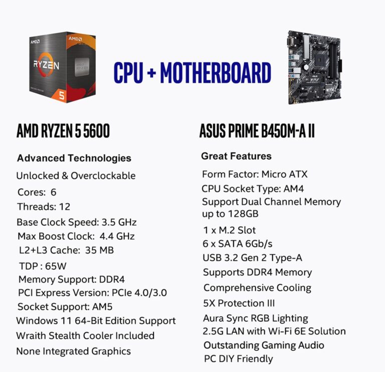 MICRO CENTER AMD Ryzen 5 5600 Desktop Processor with ASUS Prime B450M-A II AMD AM4 Micro ATX Motherboard - Image 7