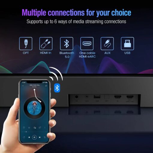 OXS S5 Sound bar for TV with HDMI eARC, Dolby Atmos 3.1.2 Built-in Subwoofer, Center Speaker, Bluetooth & Multi Wired Connection, 5 EQ, 4K HDR Passthrough, 230W, Home Theater Audio Wall Mounted - Image 3