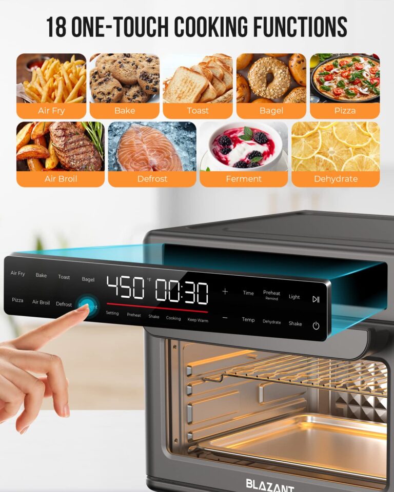 Large Capacity Toaster Oven Countertop, Dishwasher Safe Detachable Panel, 26QT Air Fryer Toaster Oven Combo, with Drumstick Grill, Air Fry, Crisp, Bake, Toast, Bagel, Pizza, Broil, Defrost, BLAZANT - Image 4