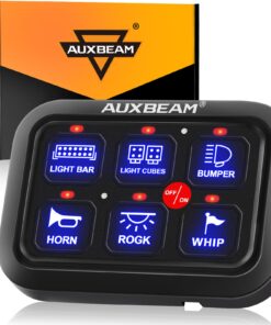 Auxbeam 6 Gang Switch Panel BC60 Universal Circuit Control Relay System Automatic Dimmable LED Switch Pod Touch Control Panel Switch Box for Car Truck Pickup Boat UTV SUV - Blue, 2 Years Warranty