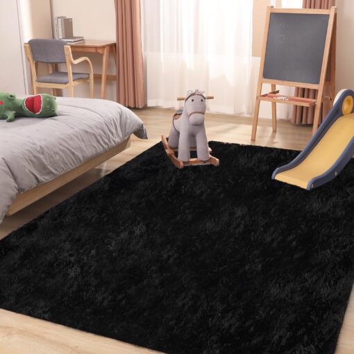 Puremy Black Area Rug - 9x12, Soft Plush for Living Room, Bedroom & Nursery, Non-Slip Indoor Carpet for Study, Kids Room Decor - Image 2