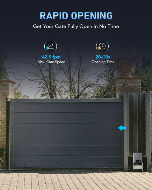 CO-Z Automatic Gate Opener with Wireless Gate Opener Keypad, 280W Sliding Door Opener Kit for 1400lb Doors, Smart Driveway Sliding Gate Opener with 20ft Driven Chain - Image 2