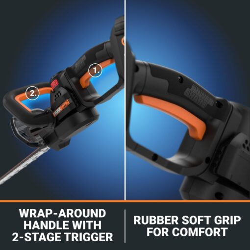 WORX Nitro 20V 22" Hedge Trimmer Cordless, Lightweight Cordless Hedge Trimmer with Dual-Action Blades 3400 SPM, Brushless PowerShare Bush Trimmer Cuts Branches 1" Thick – Battery & Charger Included - Image 7