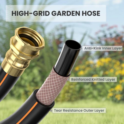 Giraffe Tools Retractable Garden Hose Reel 1/2 Inch x 130 ft, Super Heavy Duty, Any Length Lock, Slow Return System, Wall Mounted and 180 Deg Swivel Bracket - Image 3