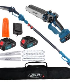 2-in-1 Cordless Pole Saw, Brushless Mini Chainsaw Cordless with Pole, 2 Pack 20V 4.0Ah Battery Powered Pole Saws for Tree Trimming, 15ft Reach Electric Saw for Trees With Pole