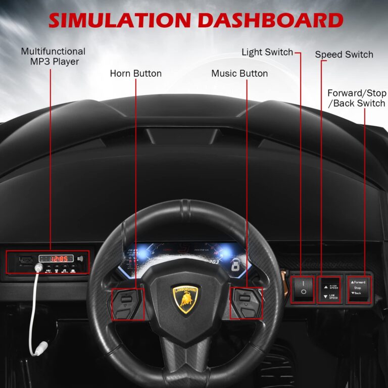 INFANS 12V Licensed Lamborghini Sian Kids Ride On Car with Parent Remote Control, Spring Suspension, MP3 Player, Electric Toy Roadster Carbon Fiber Textured for Toddler (Black) - Image 5