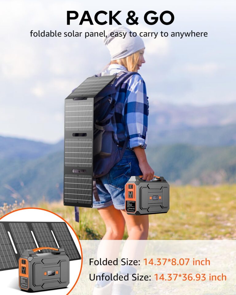 Solar Powered Generator 200W Peak/100W Rated, Portable Solar Generator Power Station with Solar Panels 40W Included, 146Wh Solar Power Bank with AC Outlet 110V for Home Use Camping Outdoor Adventure - Image 4