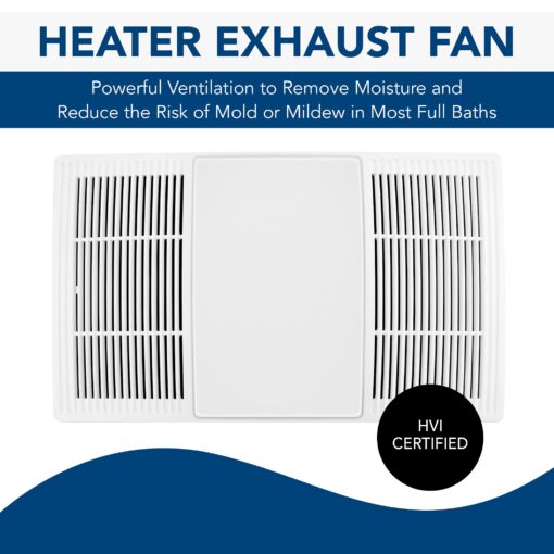 Broan-NuTone Non-Lit PowerHeat Bathroom Exhaust Fan and Heater, 80 CFM, 1.5 Sones, White - Image 5