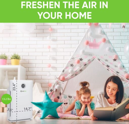 Air Purifier for Large Room, Bedroom, Home - Over 1600 Sq Ft, ZERO Ozone, UV Light, H13 Medical Grade True HEPA - Smoke, Dust, Allergies, Pet Hair Air Cleaners - InvisiClean Claro IC-4524 - Image 4