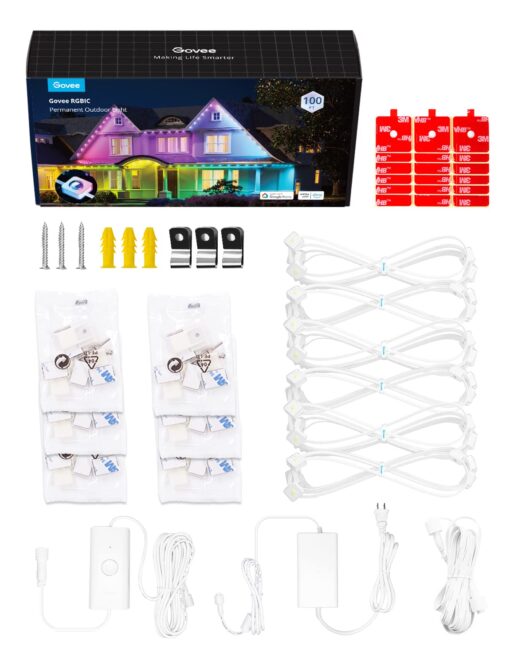Govee Permanent Outdoor Lights, Smart RGBIC Outdoor Decor with 75 Scene Modes, 100ft with 72 LED Lights, IP67 Waterproof for Outdoor Decorations, Work with Alexa, Google Assistant, White - Image 2