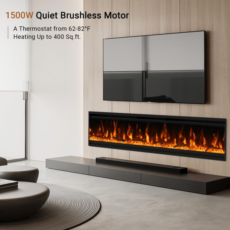 30 inch Electric Fireplace, Ultra-Thin Electric Fireplace Inserts, Ultra-Narrow Frame, Wall Mounted and Recessed Fireplace, Log & Crystal, Touch Screen & Remote Control, 1500W - Image 7