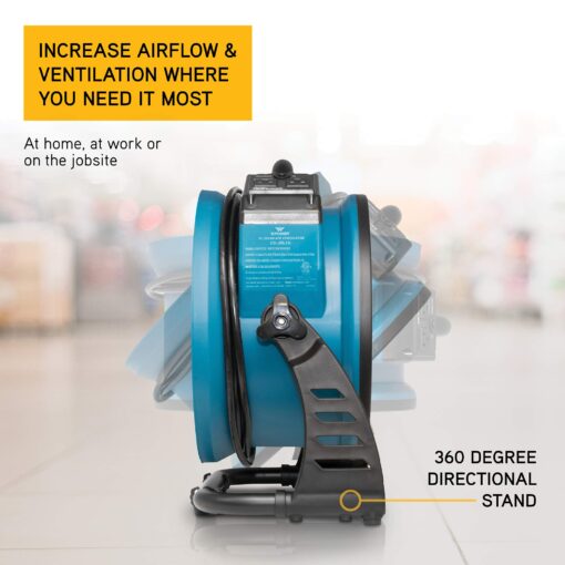 XPOWER FC-250AD DC Motor Heavy Duty Industrial High Velocity Whole Room Air Mover Air Circulator Utility Floor Fan with Daisy Chain, Variable Speed, Timer, 13 inch, 1560 CFM - Image 2