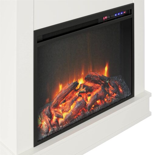 Ameriwood Home Mateo 30 Inch Electric Fireplace with Mantel, Replaceable Fireplace Insert Heater, Freestanding, Remote Control, Timer, Realistic Log and Flame Effect, White - Image 5