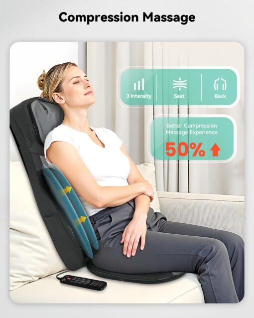 Snailax Shiatsu Neck and Back Massager with Heat, Upgraded Massage Chiar Pad with Compression, Vibration, Chair Seat Massager for Home, Office, Gifts for Men, Women - Image 9