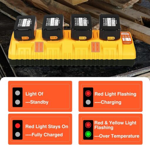 Mrupoo Replacement for Dewalt 20V Battery 6000mAh with DCB104 Replacement for Dewalt Battery Charger Station Compatible with Dewalt 20V 12V Battery Charger (4Pack) - Image 5