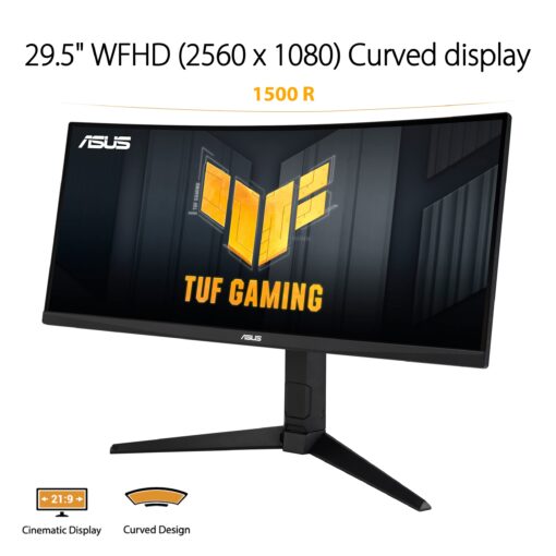 ASUS TUF Gaming 30” 21:9 1080P Ultrawide Curved HDR Monitor (VG30VQL1A) - WFHD (2560 x 1080), 200Hz (Supports 144Hz), 1ms, Extreme Low Motion Blur, FreeSync Premium, Eye Care, DisplayPort, HDMI,Black - Image 14