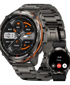 KOSPET Tank T3 Ultra GPS Smart Watch for Men-Pressure/Altitude/Compass, Extra-Large Battery, Stainless Steel Unibody Rugged Military Smartwatch Make/Answer Call, 5ATM Waterproof (2 Bands)