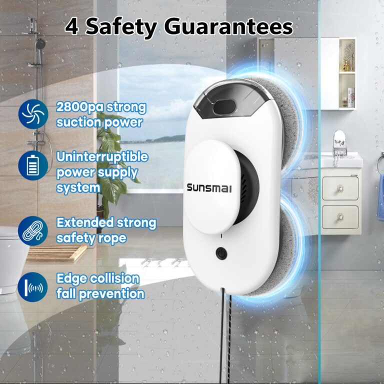 SUNSMAI Window Cleaning Robot with Dual Water Spray, 2800Pa Upgrade Anti-Clogging, Intelligent Edge Detection 3.0 Path Planning, Remote Control Window Cleaner Robot for All Smooth Surfaces - Image 3