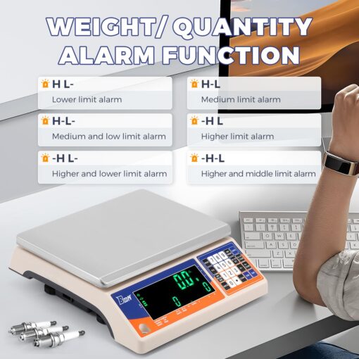 Bonvoisin Industrial Counting Weight Scale kg/g Electronic Digital Inventory Counting Scale for Small Parts Coins Piece with Data Cable(30kg, 0.1g) - Image 4