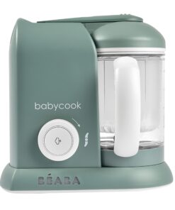 BEABA Babycook Solo 4 in 1 Baby Food Maker, Puree Steamer and Blender for Purees, Grinder with Auto Steam Cooking, Lrg Capacity 4.5 Cups 27 Servings in 20 Mins, Eucalyptus