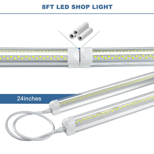 Giwsge 8ft LED Shop Light Fixture - 100W 15000LM 5000K 12 Pack, 8 Foot V Shape LED Strip Lights, 96" T8 LED Tube Light for Garage, Linkable with Plug - Image 4