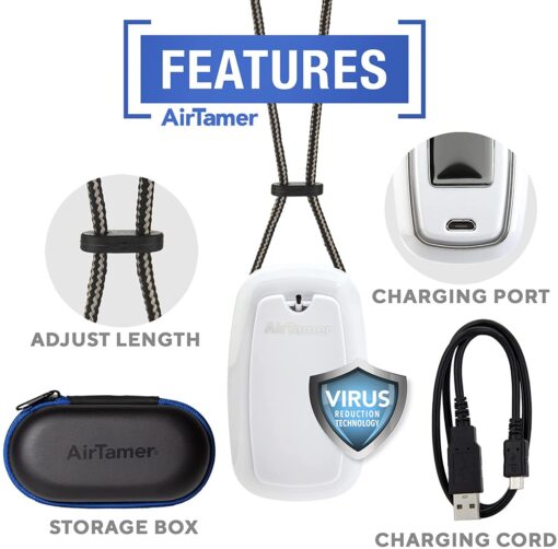AirTamer A315W Advanced Rechargeable and Portable Air Negative Ion Generator | Proven Performance, White with Black Leather Travel Case - Image 7