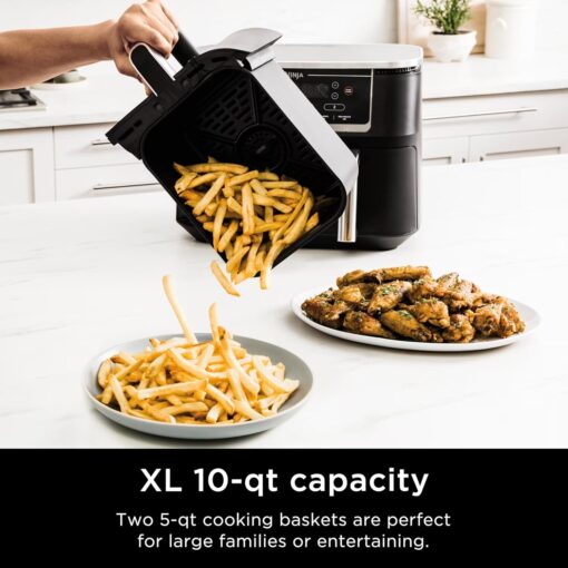 Ninja R-AD300CO Foodi 6-in-1 10-qt. XL 2-Basket Air Fryer with DualZone Technology, Black - Image 4